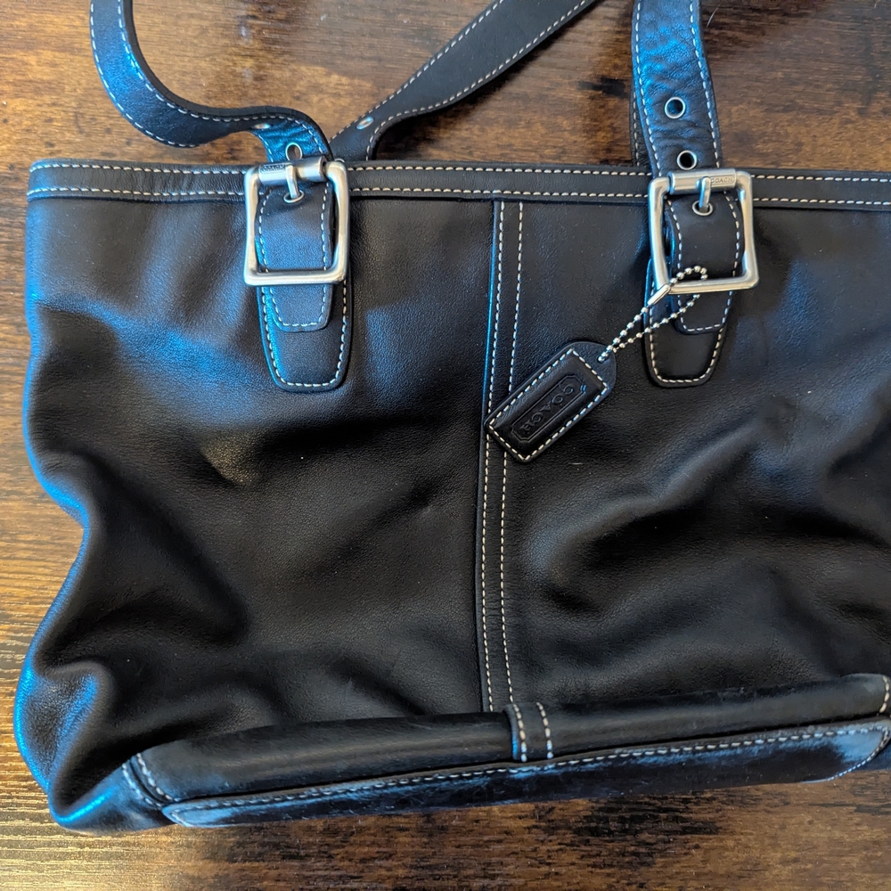 Black Leather Coach Men's Bag